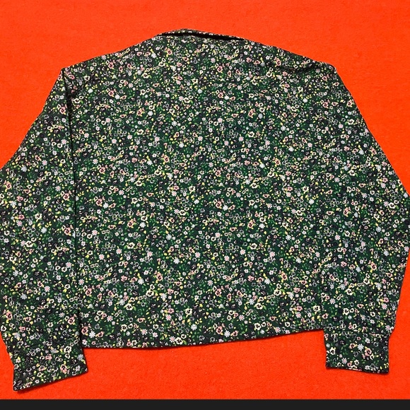 ara green with ditsy flowers long sleeves polo sweatshirt NWT - Picture 10 of 11